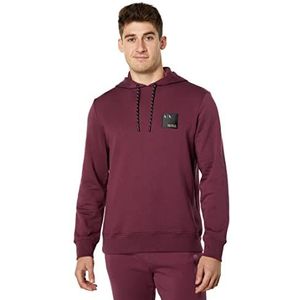 Armani Exchange Heren hoodie, zakken met logo op de voorkant sweatshirt, grape wijn, extra klein