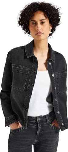 Street One Dames Denim jack met borstzakken in Zwart, in size: 34