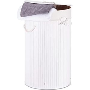 relaxdays Opvouwbare wasmand rond - Bamboe hout - Ronde was mand - 80 liter / 65 cm hoog.