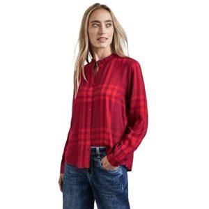 STREET ONE Geruite blouse met ruches, Beet Red, 34