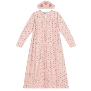 Petit Bateau Nachthemd en Tiara met lange mouwen voor meisjes, Zout/Rosewood, 10 Jaar