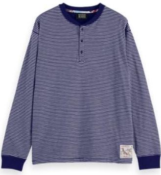Scotch & Soda - Relaxed Fit - Gestreept Henley T-shirt - Lange Mouwen