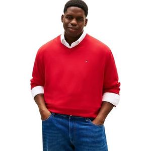 Tommy Hilfiger Heren BT-Essential Katoen V Neck-B MW0MW43012 Trui Trui, ROOD, XXL_Plus, Rood (Medium Rood), XXL grote maten