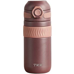TKK Thermosbeker, 450 ml, chocolade-koffiebeker van roestvrij staal, dubbelwandig geïsoleerd, lekvrij, koffiebeker om mee te nemen, beker voor koffie en thee