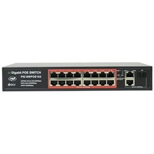 Switch POE PNI SWPOE162, 16 POE 100Mbps-poorten, 2 UP Link 1000Mbps-poorten, 1 SFP 1000Mbps-poort, 240W, AI Extend-functie tot 250m, 4kV bliksembeveiliging