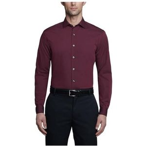 Unlisted by Kenneth Cole mens Slim Fit Solid Dress Shirt, Burgundy, 17-17.5 Neck 32-33 Sleeve X-Large US