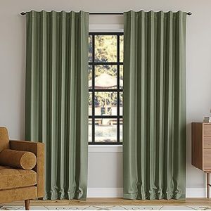 Sun Zero Greyson Faux Dupioni Zijde Thermische Extreme Totale Verduistering Terug Tab Gordijnpaneel, 50"" x 95"", Mosgroen