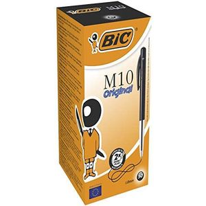 BIC balpen M10 - Clic schrijfbreedte 1 mm - medium punt - zwart - 50 stuks