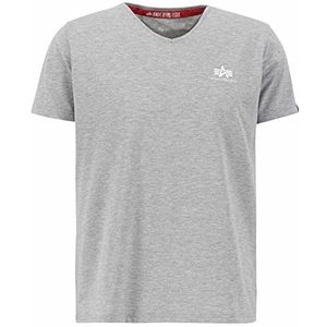 Alpha Industries Basis V-Hals T-shirt Kleine Logo voor Mannen Grey Heather