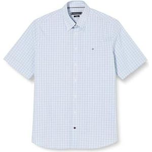 Tommy Hilfiger Heren Cl Str Business Chk Shirt Rf S/S Overhemden, Blauw, 39W, Optic White/Ultra Blue/Multi, 38