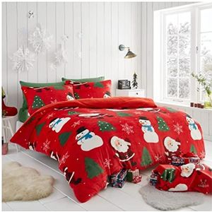GC GAVENO CAVAILIA Beddengoedset voor eenpersoonsbed, superzacht, met kerstmotief, rood
