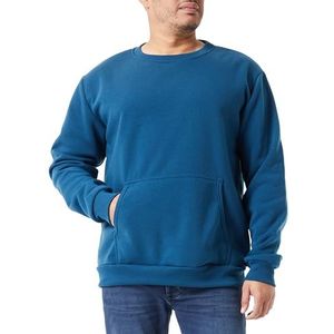 Bondry Gebreid sweatshirt voor heren met ronde hals polyester donker turkoois maat XXL, donker-turquoise, XXL