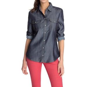 ESPRIT Dames Regular Fit Shirt Jeansblouse met borstzakken