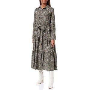 boundry Dames maxi-jurk met bloemenprint 37223506-BO02, zwart geel multicolor, M, zwart, geel, veelkleurig, M