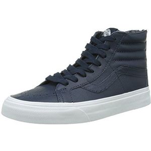 Vans Sk8-hi Slim-Zip Hi-Top Sneakers, Blauw Premium Leder True Wit, 45 EU