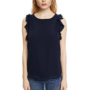 Esprit Collection Chiffon blouse met ruches, Donkerblauw, XXL