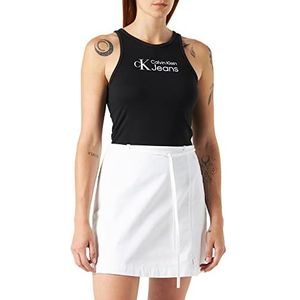 Calvin Klein Jeans Dames Taillebandjes Katoen Mini Rok, Helder Wit, L