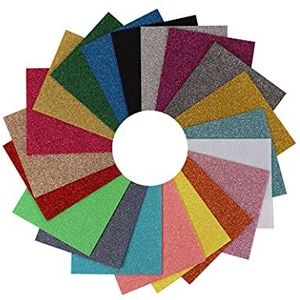 Trimits Glitter Acryl Crafting Vilt Pack, 20 vellen, diverse kleuren B, 15 x 15 cm