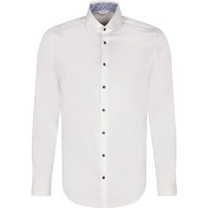 Seidensticker Zakelijk overhemd voor heren, extra slim fit, strijkvrij, kent-kraag, lange mouwen, 100% katoen, wit, 37
