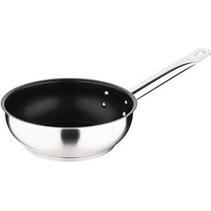 Vogue FC098 Non-Stick Teflon roestvrij staal Platinum Plus Sauté Pan, 200mm x 70mm, Zilver