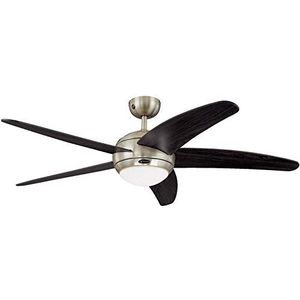 Westinghouse 7255740 Bendan (Ø) 132cm - five-blade indoor ceiling fan Satin Chrome Finish with One-Light Opal Frosted Glass - incl. remote - brown