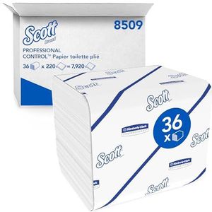 Scott Control wc rollen 8509-2-laags toiletpapier - 36 pakken x 220 vellen toiletpapier (7920 vellen),1 Paket = 7920 Blatt,wit