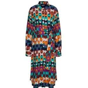 Seidensticker Blousejurk voor dames, met ceintuur, regular fit, midi-jurk, hemdblousekraag, lange mouwen, 100% viscose, Donkerblauw, 54 NL