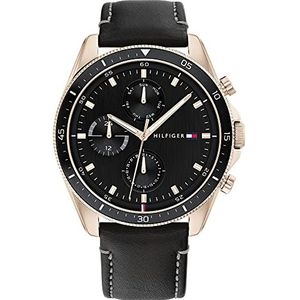 Tommy Hilfiger Heren multiwijzerplaat kwarts horloge en armband bundel, zwart, Eén maat, Met bandjes