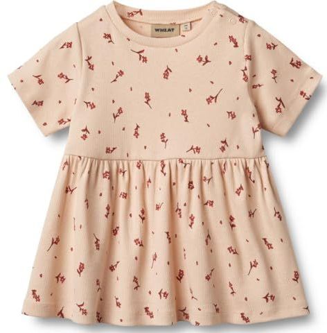 WHEAT - Jurk - Beige/Rood - Katoen - Korte Lengte - Ronde Hals