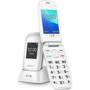 SPC Harmony - Mobiele telefoon met klapdeksel voor senioren met grote cijfers en letters, dubbel display, SOS-knop, 3 directe opslag, laadstation