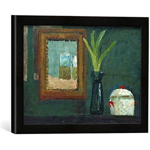 Ingelijste foto van Paula Modersohn-Becker ""Stilleven met suikerpot en hyacint in het glas"", kunstdruk in hoogwaardige handgemaakte fotolijst, 40x30 cm, mat zwart