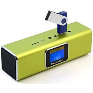 MusicMan MA Soundstation/Stereo luidspreker met geïntegreerde batterij en LCD-display (MP3-speler, radio, micro-SD-kaartsleuf, USB-slot) groen