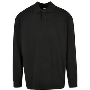 Urban Classics Men's Boxy Polo T-shirt met lange mouwen, zwart, S, zwart, S