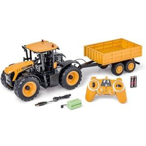 CARSON 500907654 1:16 RC Trekker JCB met Aanhangwagen 2.4G 100% RTR - Afstandsbediening Voertuig, Trekker met Functies Licht en Geluid, Afstandsbediening Trekker