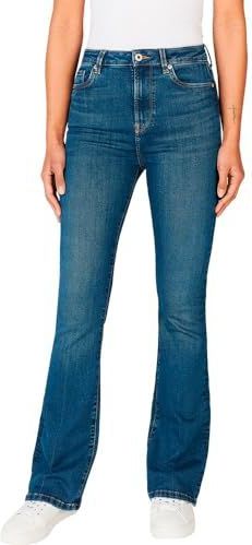 Pepe Jeans - PL204733 - Flare Spijkerbroek - Lime Blauw - Hoge Taille