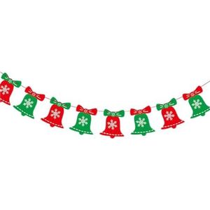 SUPERIXO Kerstbanner papieren pennant bunting vlaggen deur muur raam hangende decoratie voor kerstfeest thuis (Bells)