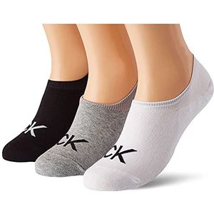 Calvin Klein Heren Footie Calvin Klein Logo Men's Liner Socks 3 Pack, Mid Grey Melange, One Size