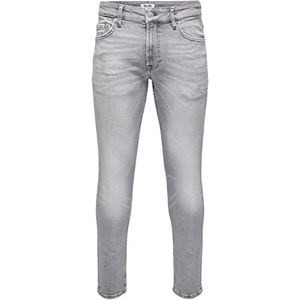 ONLY & SONS heren jeans broek, Lichtgrijs denim, 32W / 34L