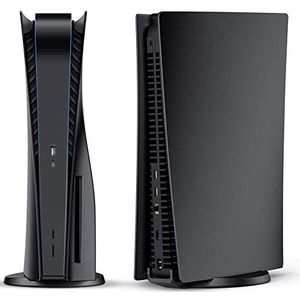 Benazcap PS5 hoes voor beeldbouwstenen hoes, zwart, reserveplaat voor schijf Playstation 5, harde stootvaste zijplaten, shell case skin voor PS5 disc-versie console - mat zwart