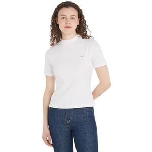 Tommy Hilfiger Dames nieuwe slanke Cody C-nk Ss S/S gebreide tops, Ecru, L