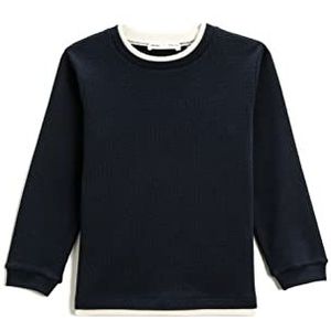 Koton Boy Textured Basic Sweatshirt Crew Neck Long Sleeve, Marine (720), 7-8 Jaar
