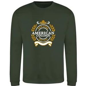 AMERICAN COLLEGE USA Sweatshirt met print, warme kleding, uniseks, kinderen, jongens en meisjes, casual, model ACSCRW5, donkergroen 10 jaar, Groen, 10 ans