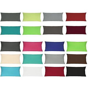 Dubbelpak katoenen renforcé Cushion Covers, Cushion Covers 40 x 80 cm in vele kleuren - 2 x 40 x 80 cm Pillowcase effen - zwart