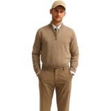 Bugatti - Schipperstrui - Beige - Regular Fit - Van Katoen Met Ritssluiting