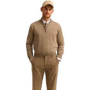 Bugatti - Schipperstrui - Beige - Regular Fit - Van Katoen Met Ritssluiting