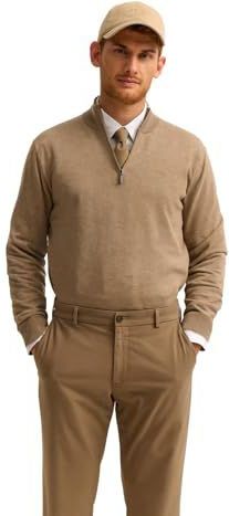 Bugatti - Schipperstrui - Beige - Regular Fit - Van Katoen Met Ritssluiting