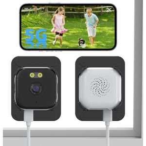 ANYQOO - Raamcamera - 3MP - Binnen/Buiten - ChroMax AI Kleur Nachtzicht - Bewegingsdetectie - 2 Pack - Wit