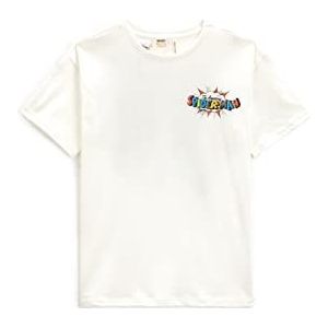 Koton Boys's Spiderman Back Bedrukt Gelicentieerd T-shirt met korte mouwen, ecru (010), 9-10 Jaar