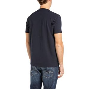 Replay Basic T-shirt voor heren, regular slim fit, 067 Night Blue, L