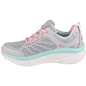 Skechers D'LUX WALKER dames Sneakers, Grijs lederen mesh koraal mint trim, 36 EU